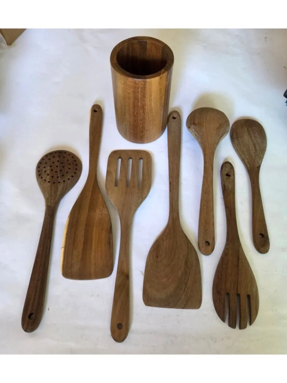Flende Wooden Cooking Utensils Set 8-Piece Acacia Wood Natural Color